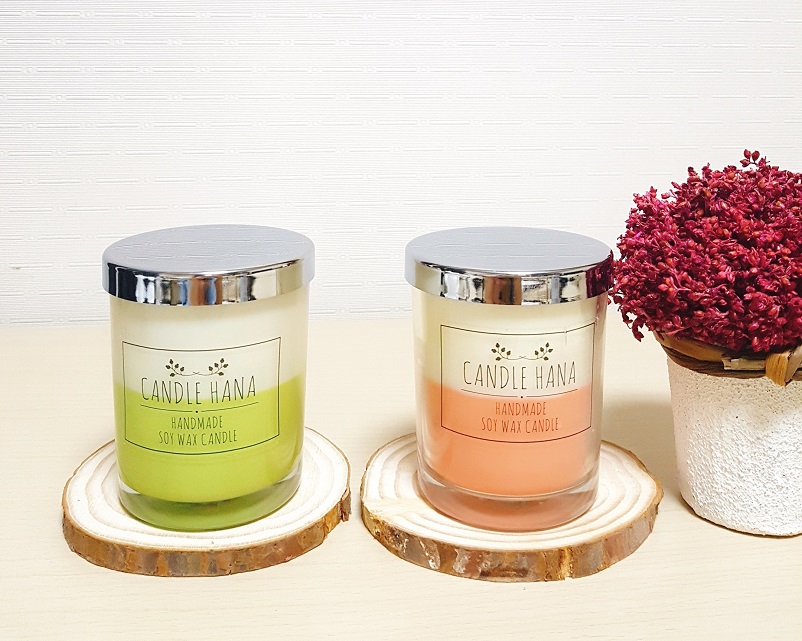 Two-tone soya candle 7oz, 9oz transparent containe