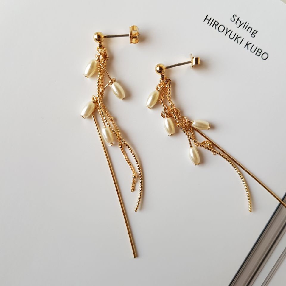 Lauren Crystal Long Drop Earrings 4 color Luxury l