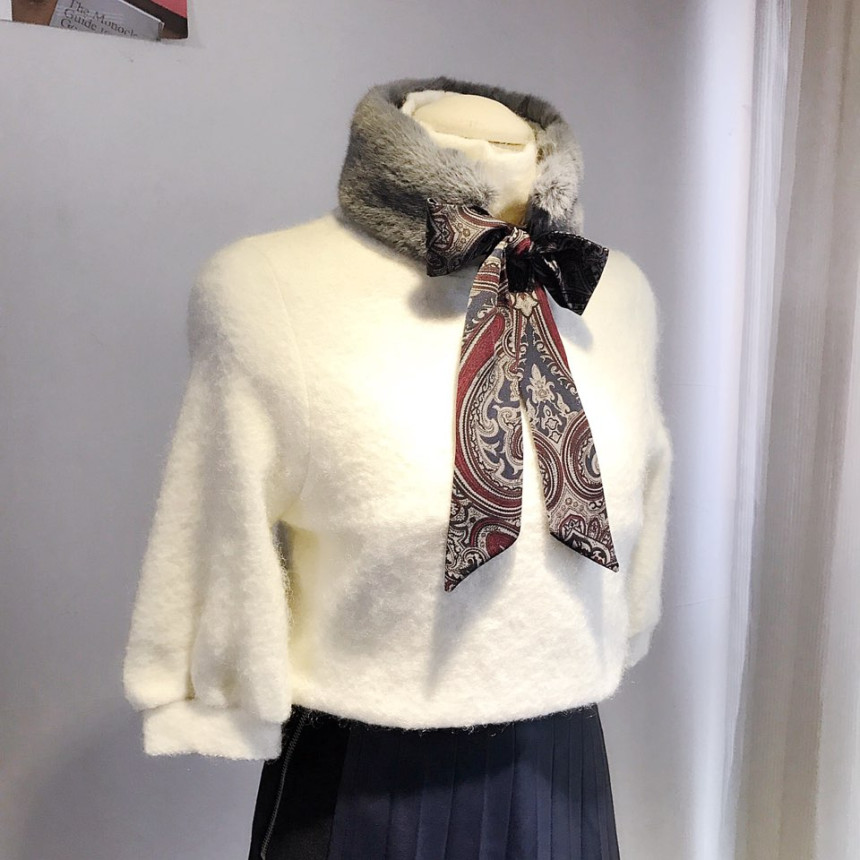 Gray Fake Per Mink Twilie Muffler Shawl Petit Scar