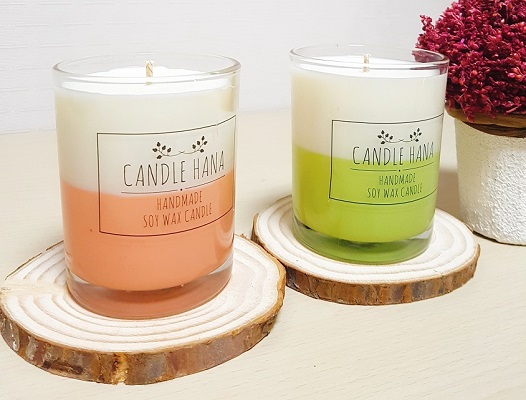 Two-tone soya candle 7oz, 9oz transparent containe