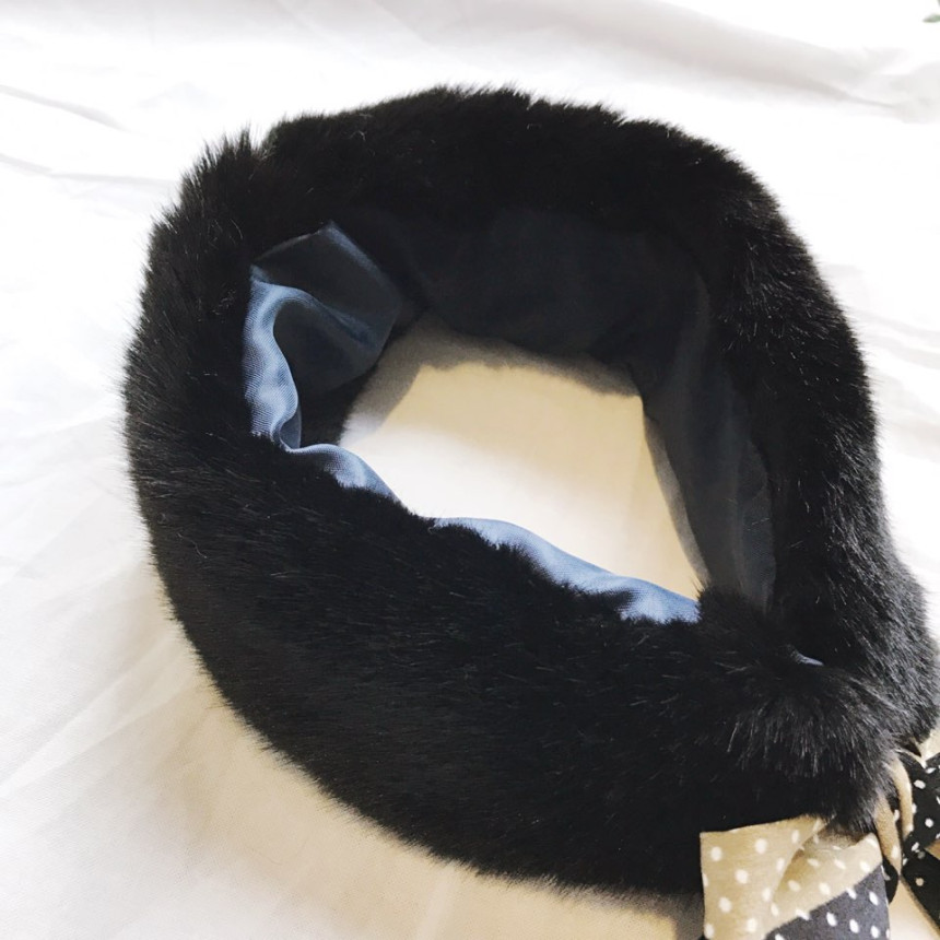 Black Fake Per Mink Twilie Muffler Shawl Petit Sca