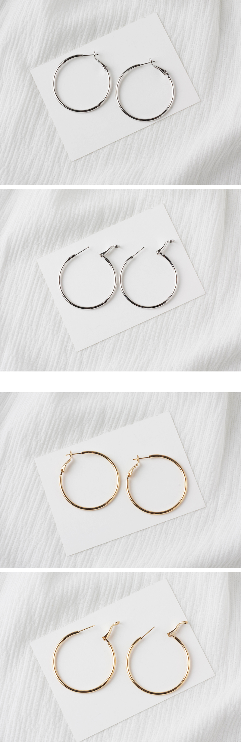 Basic basic ring earrings 3 kinds Daily coordinati