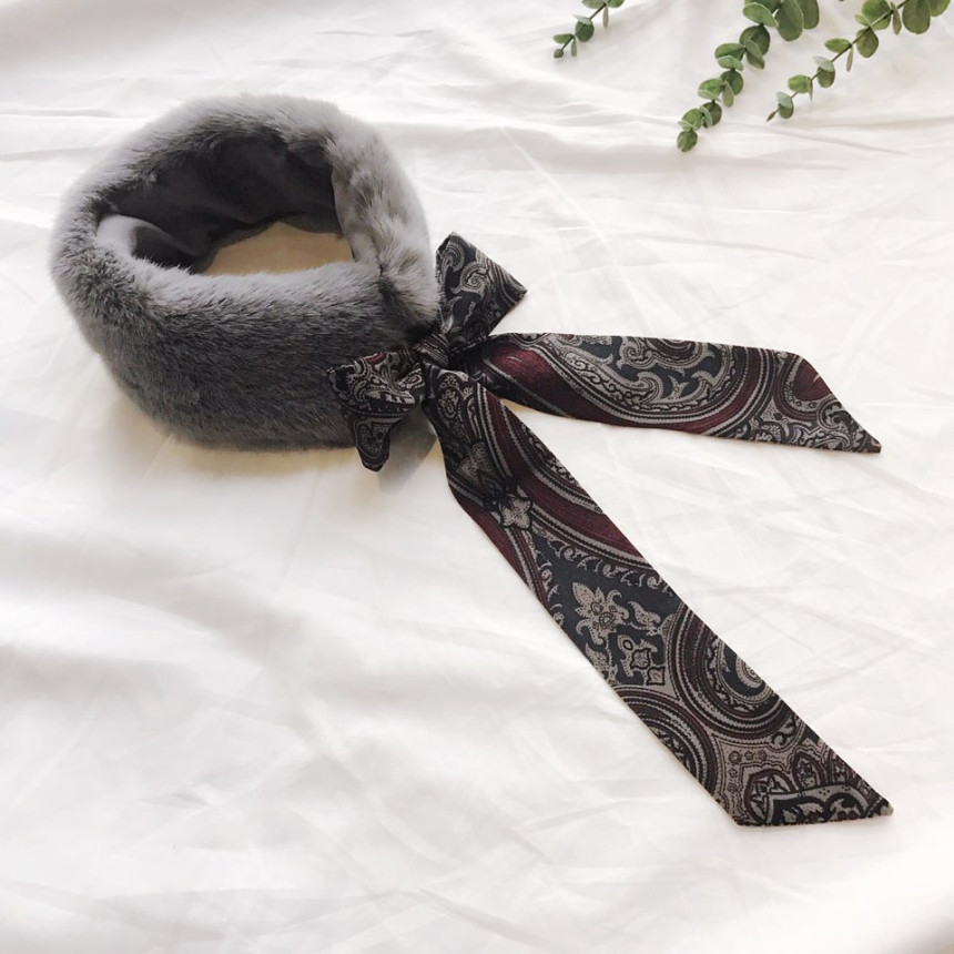 Gray Fake Per Mink Twilie Muffler Shawl Petit Scar