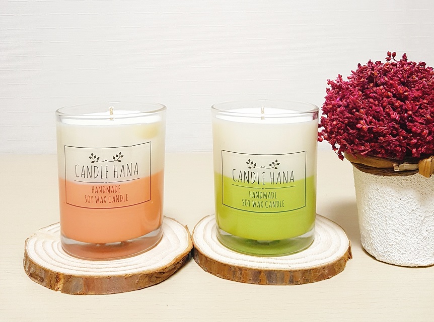 Two-tone soya candle 7oz, 9oz transparent containe