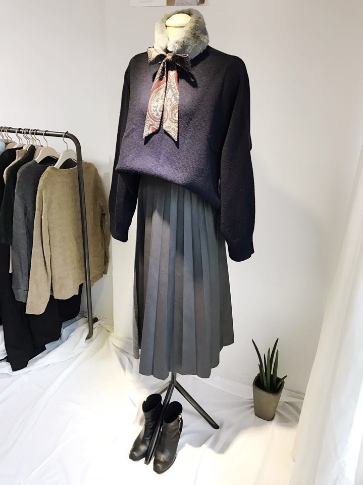 Gray Fake Per Mink Twilie Muffler Shawl Petit Scar