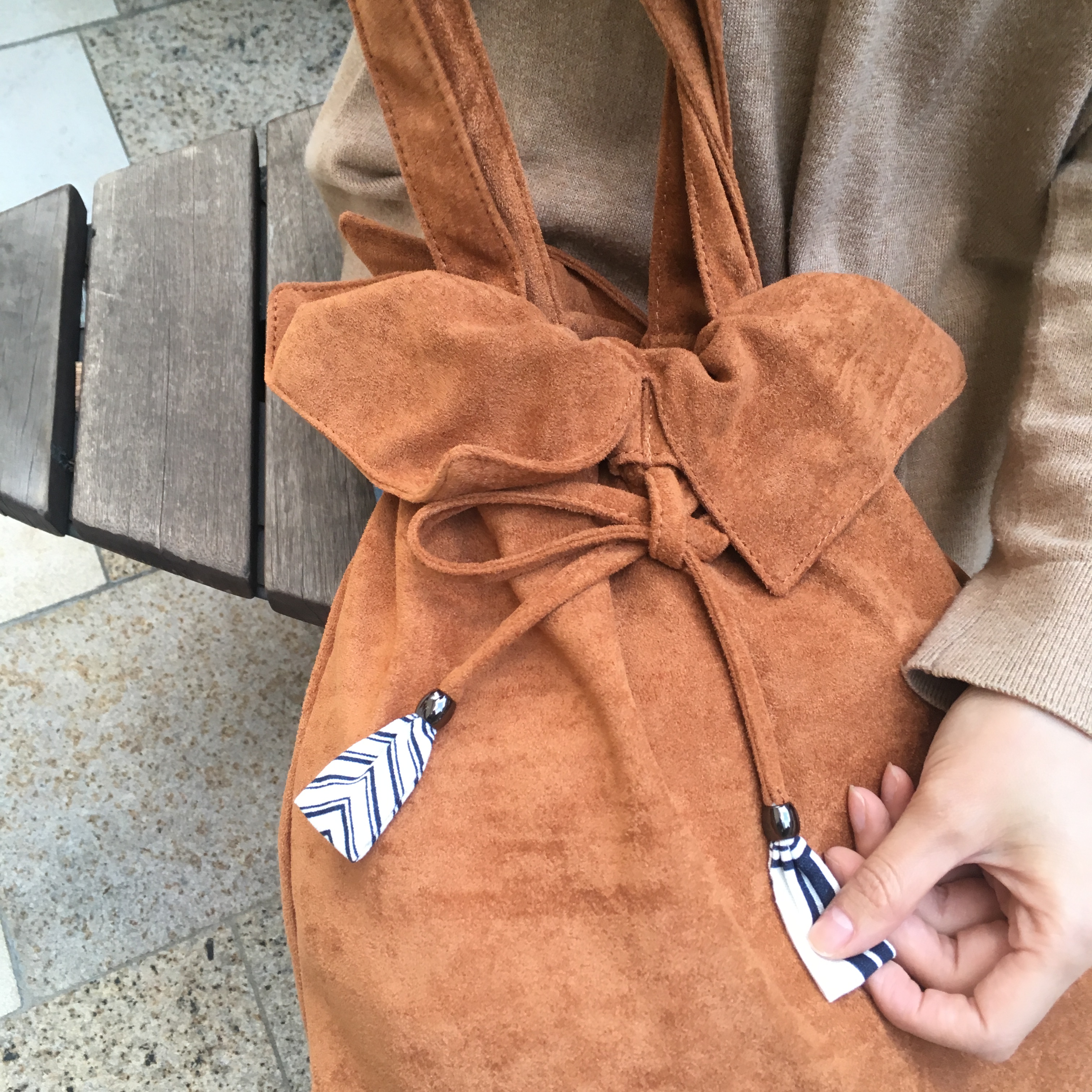 TOTE ECO SHOPPING TRAVEL Suede embroidered eco-bac