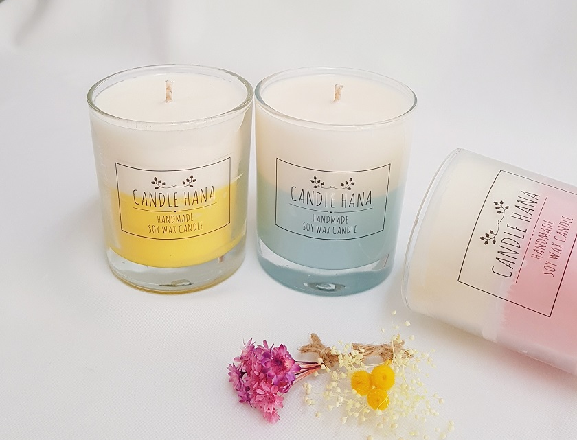 Two-tone soya candle 7oz, 9oz transparent containe