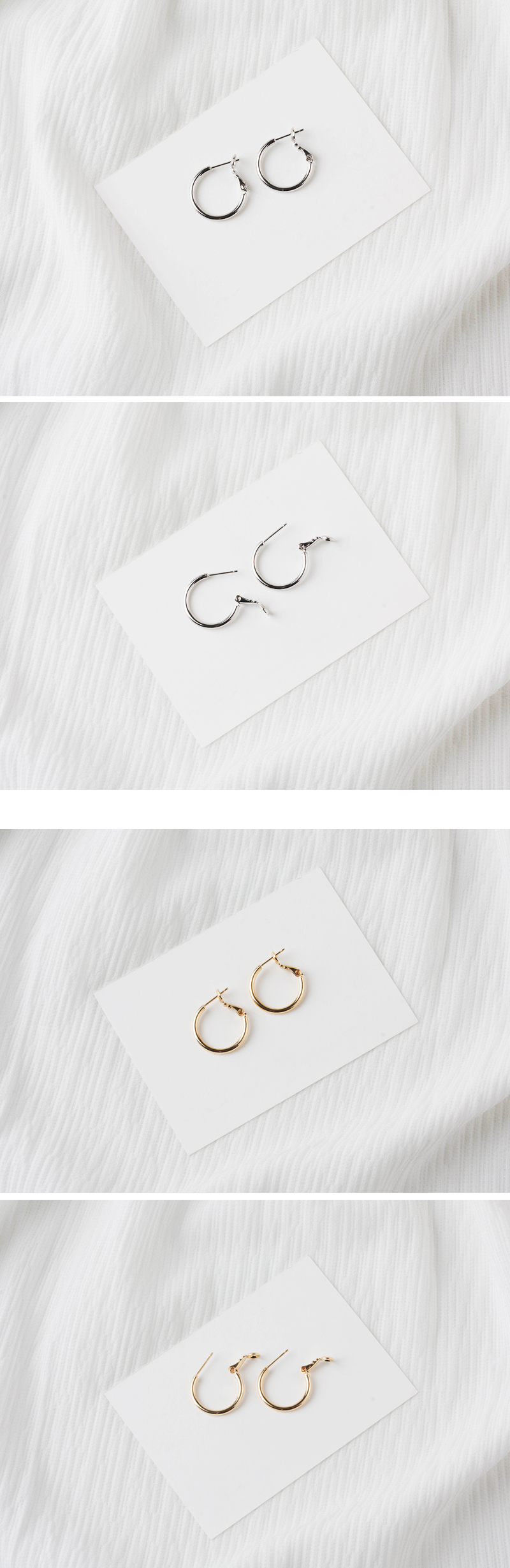 Basic basic ring earrings 3 kinds Daily coordinati