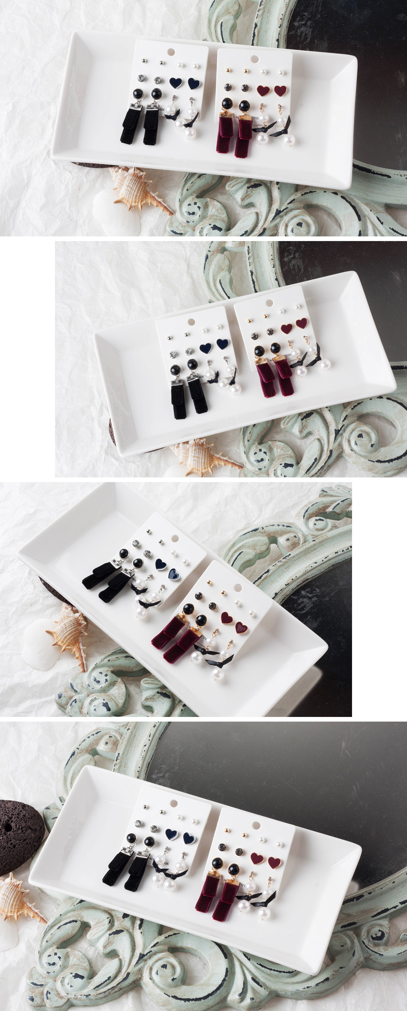 Heart Velvet 6set Set Earrings Daily New Year Part