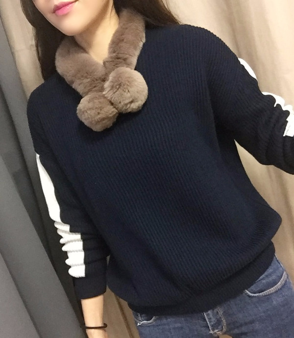 Rex Rabbit Fur Scarf Petit Magnet Warmer Shawl Cho