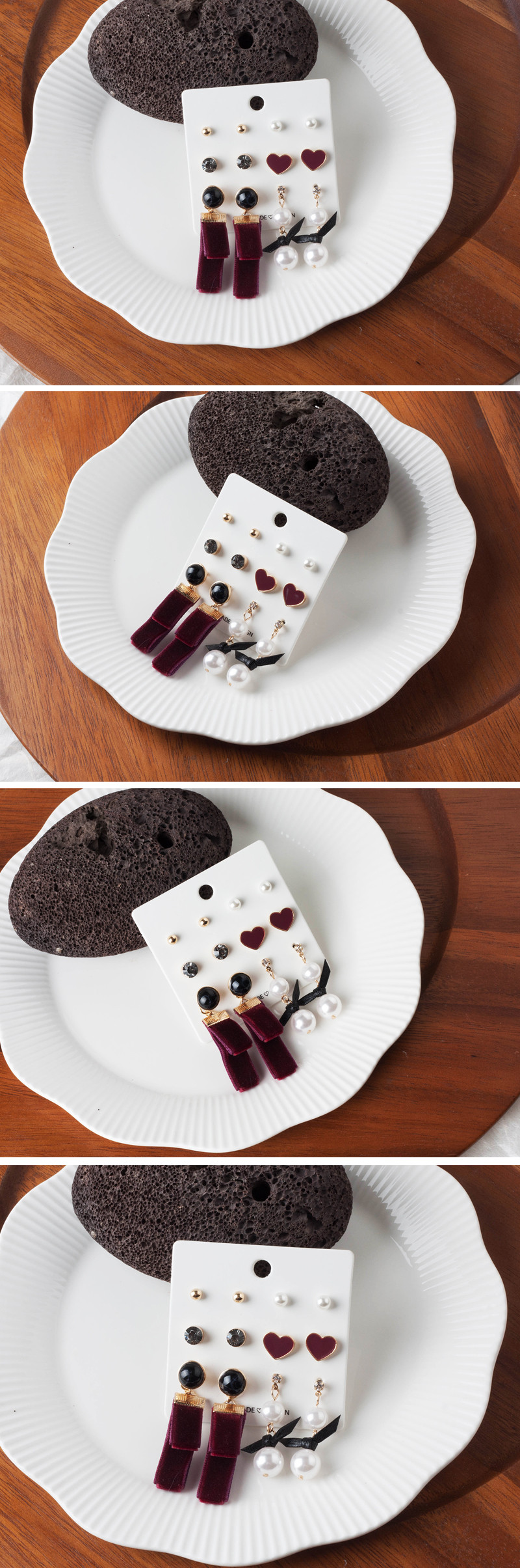 Heart Velvet 6set Set Earrings Daily New Year Part