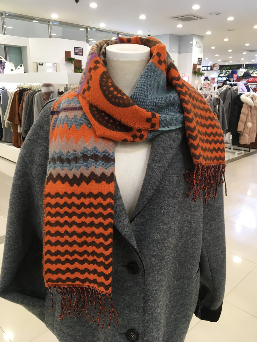 Zeden Dark Orange Pattern Muffler ZW1M6D804