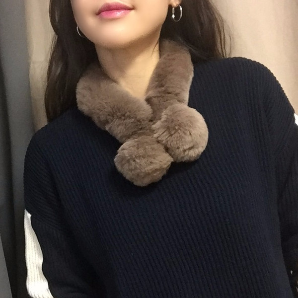 Rex Rabbit Fur Scarf Petit Magnet Warmer Shawl Cho