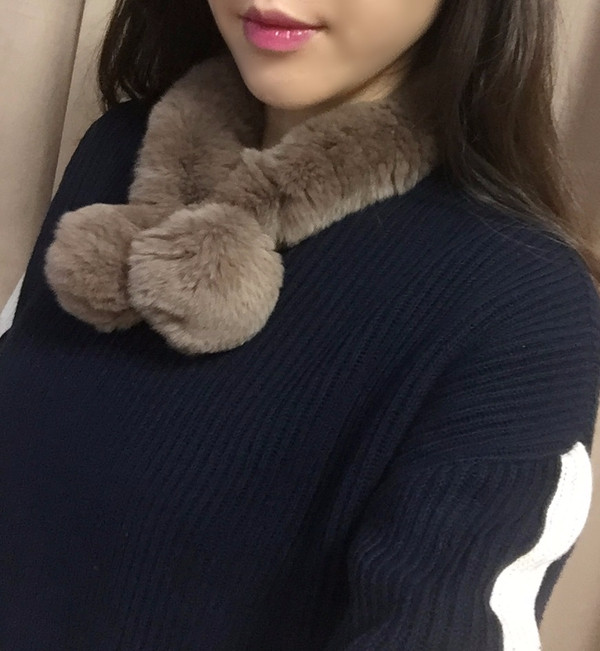 Rex Rabbit Fur Scarf Petit Magnet Warmer Shawl Cho