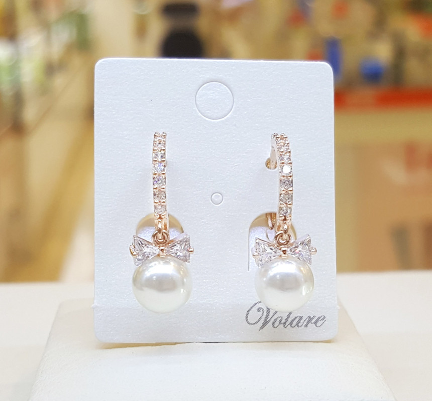 One-touch pearl earrings BRS059 Bolarre ribbon Cut