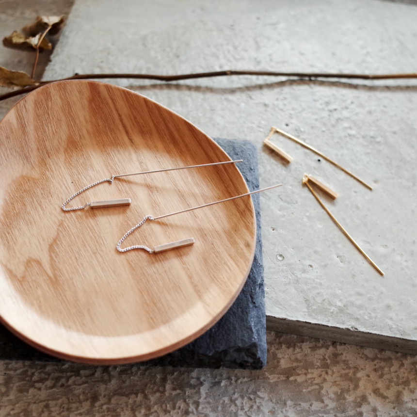 BARO Stick Metal Bar Long Drop Earrings Stylish Ch