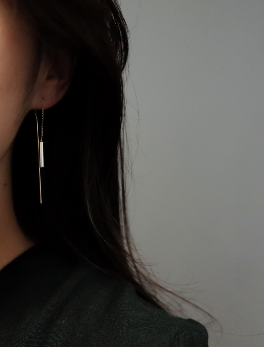 BARO Stick Metal Bar Long Drop Earrings Stylish Ch