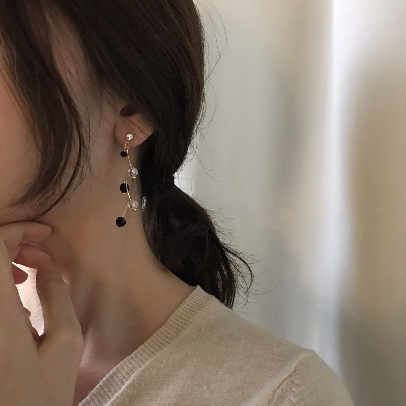 Heidi Crystal Dot Long Drop Earrings Women Loose R