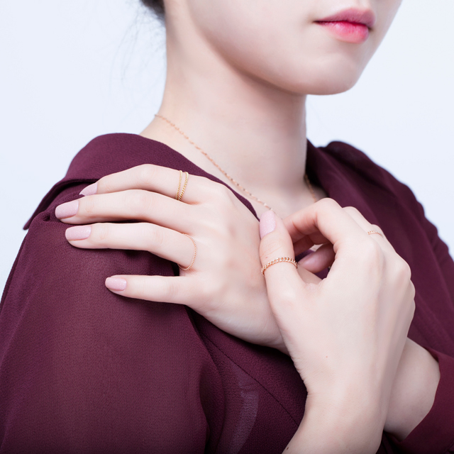 14k 18k 커브 체인 금 반지 이미지 4