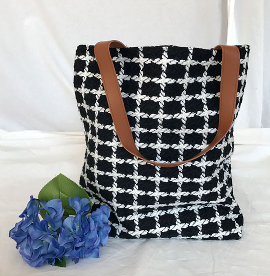 Check Tweed Eco Bag Embroidery college bag Recomme