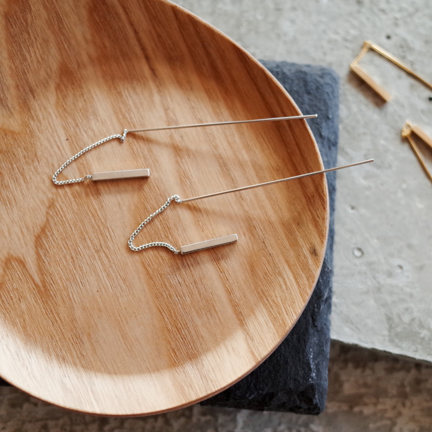 BARO Stick Metal Bar Long Drop Earrings Stylish Ch