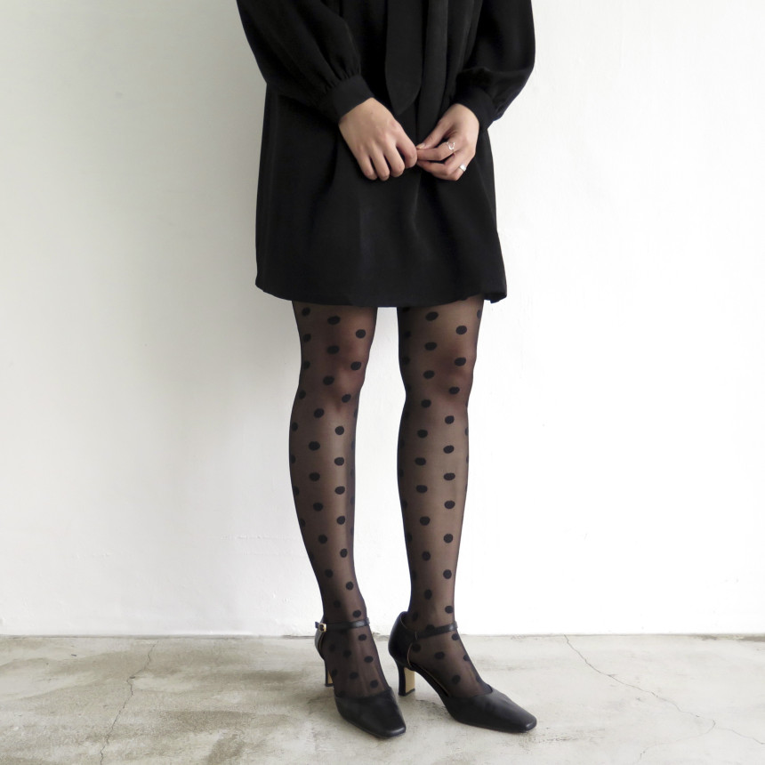 20D black dot stocking pattern see-through 20D