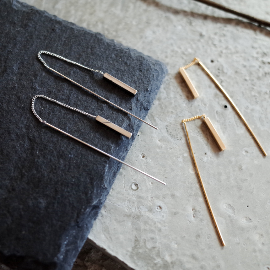 BARO Stick Metal Bar Long Drop Earrings Stylish Ch