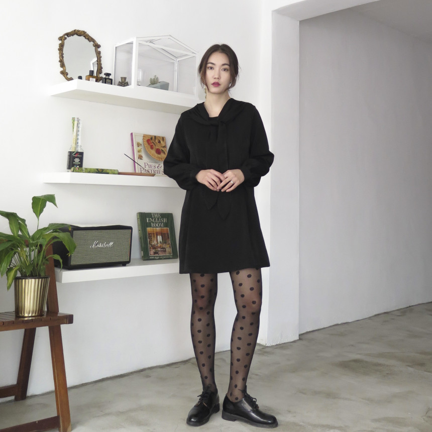 20D black dot stocking pattern see-through 20D