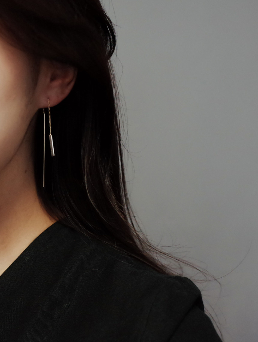 BARO Stick Metal Bar Long Drop Earrings Stylish Ch