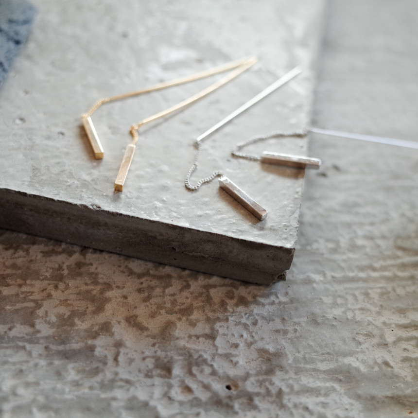 BARO Stick Metal Bar Long Drop Earrings Stylish Ch