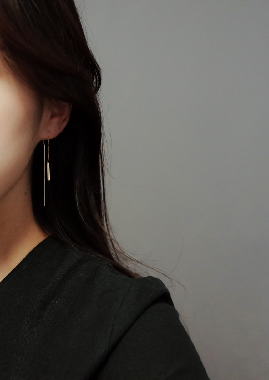 BARO Stick Metal Bar Long Drop Earrings Stylish Ch