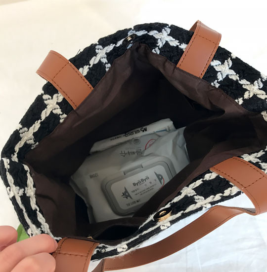 Check Tweed Eco Bag Embroidery college bag Recomme