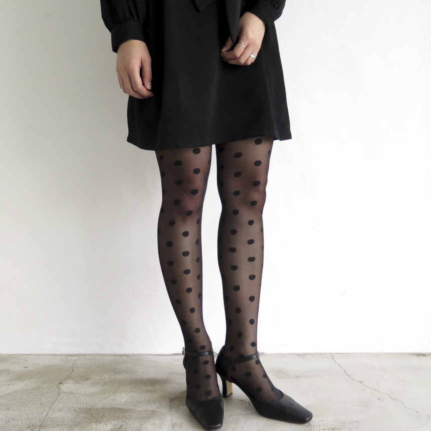 20D black dot stocking pattern see-through 20D