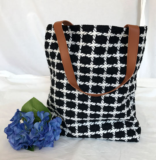 Check Tweed Eco Bag Embroidery college bag Recomme