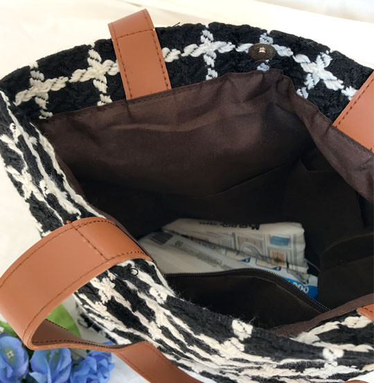 Check Tweed Eco Bag Embroidery college bag Recomme