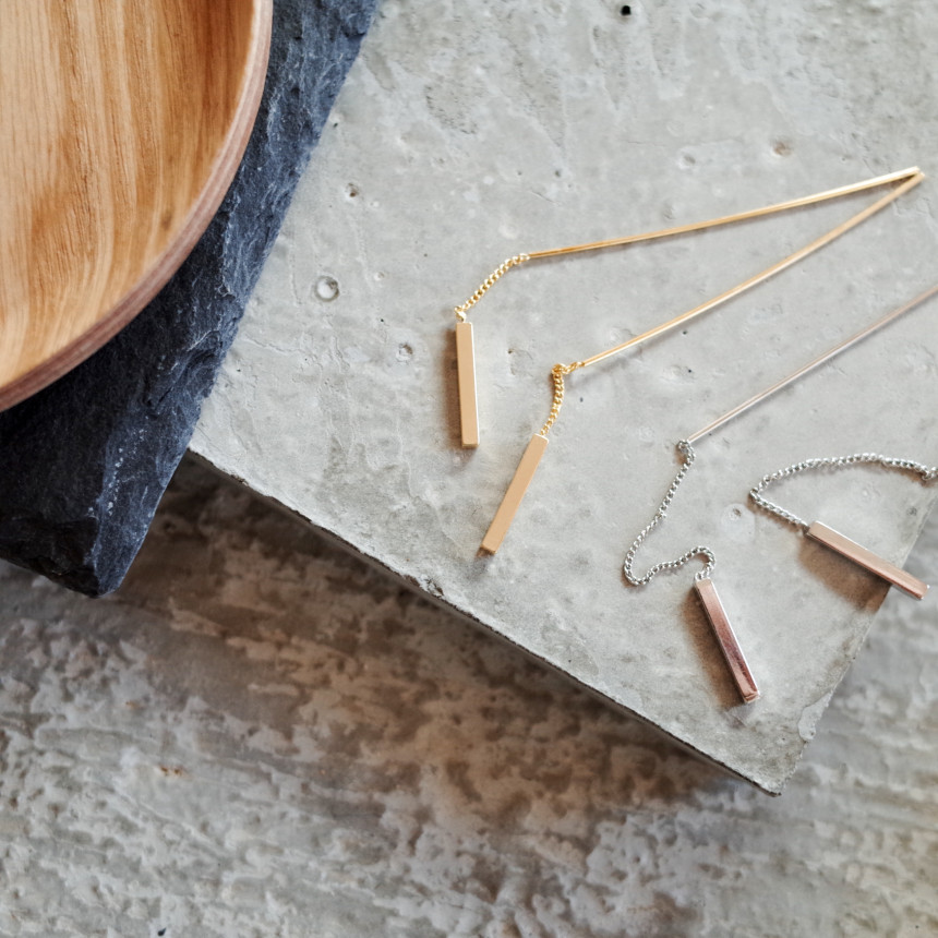 BARO Stick Metal Bar Long Drop Earrings Stylish Ch