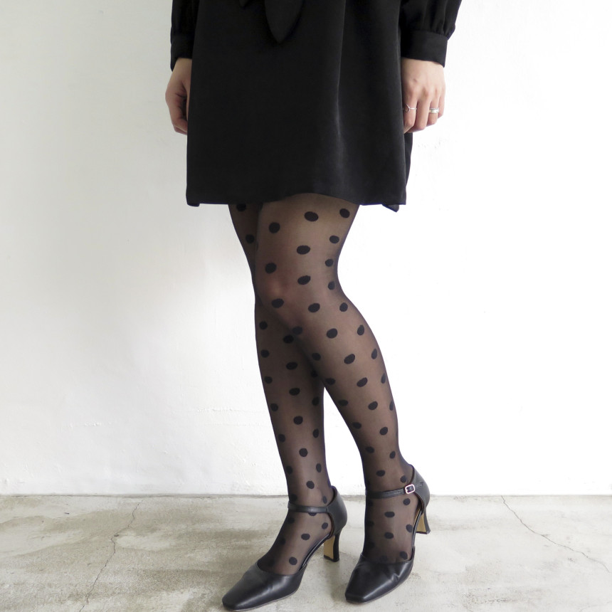 20D black dot stocking pattern see-through 20D