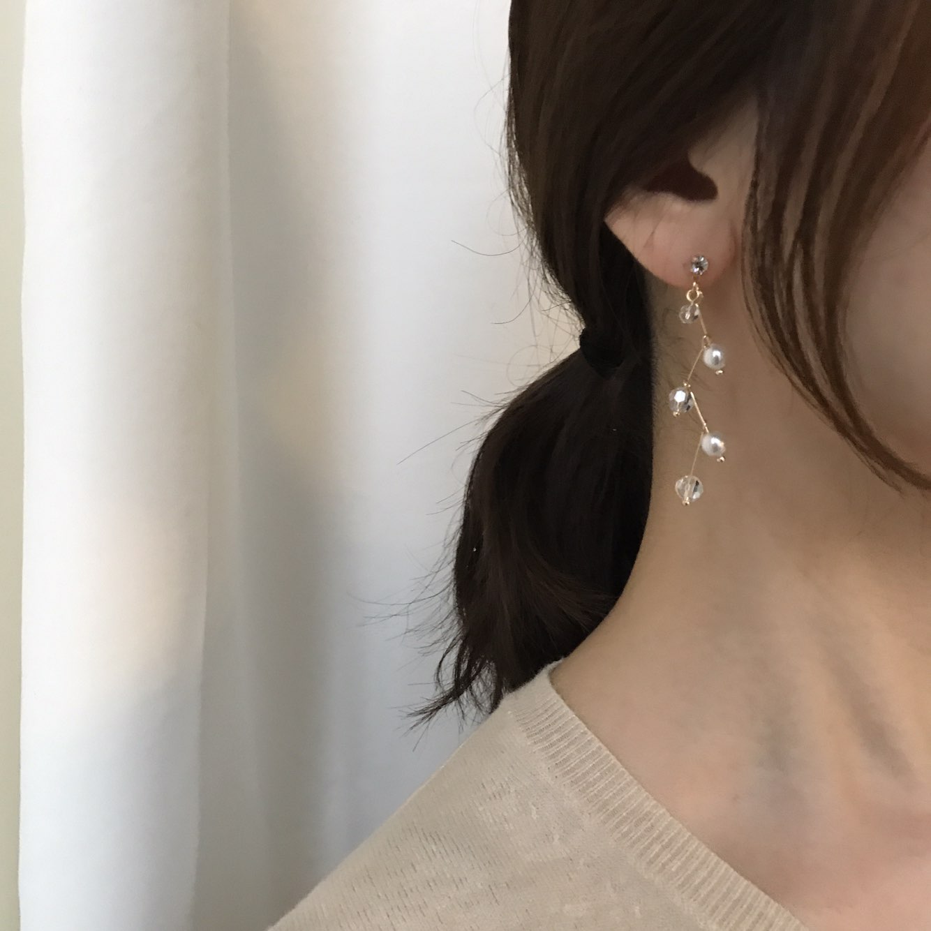 Heidi Crystal Dot Long Drop Earrings Women Loose R