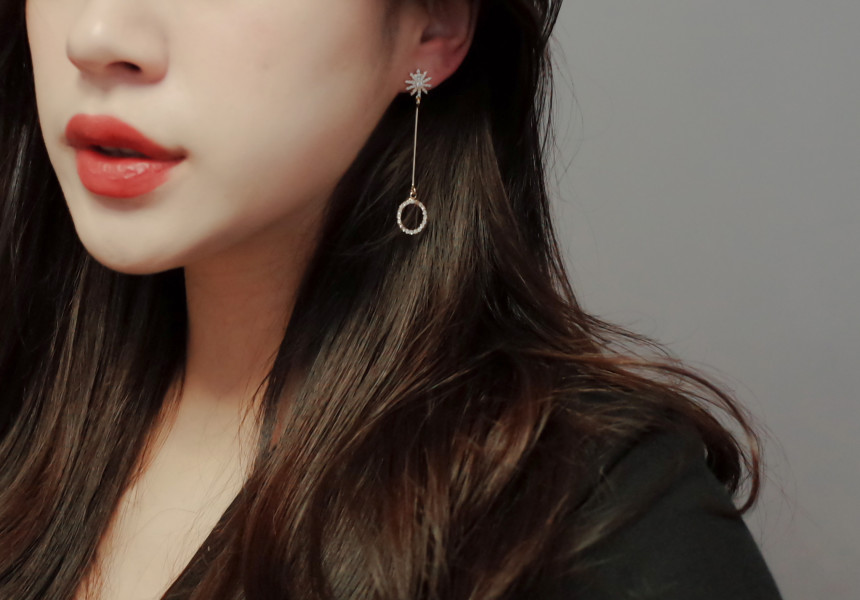 Shinestar Round Stone Chongming Silver Earrings St