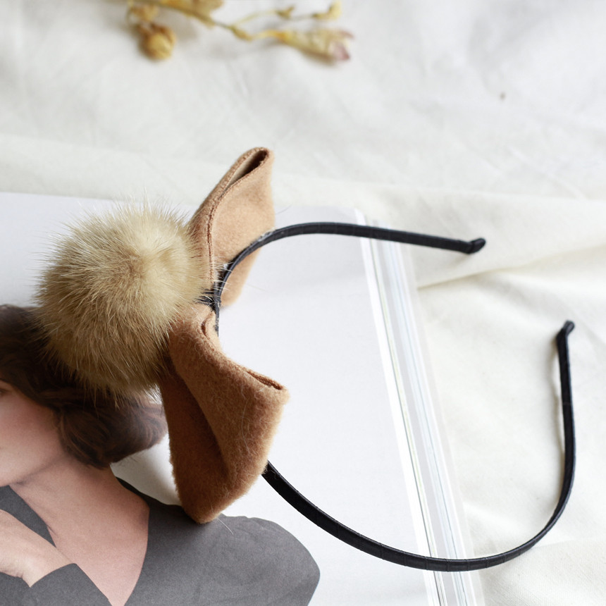 Hair Accessories Mink headband on ribbon Race hair