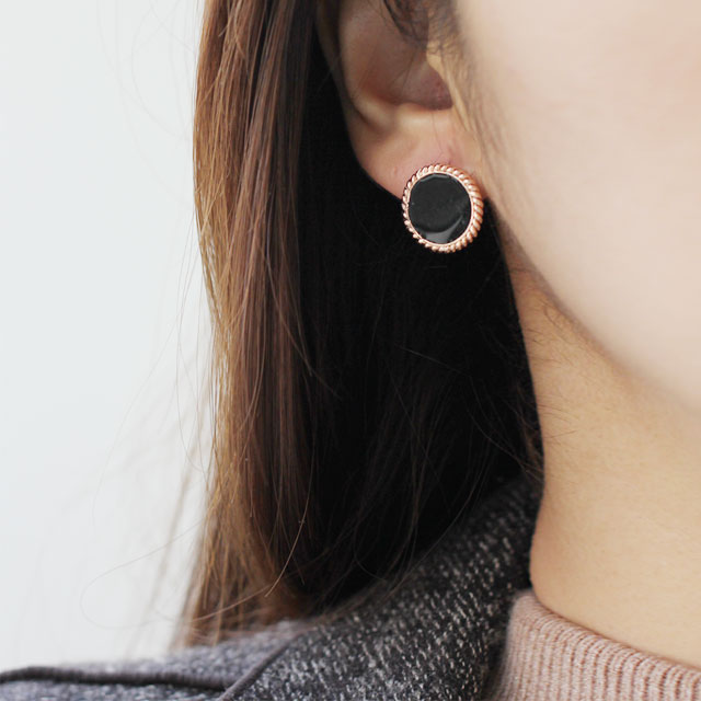 14K 골드 금침 블랙라벨 써클 귀걸이 (14K 로즈골드 금침귀걸이)