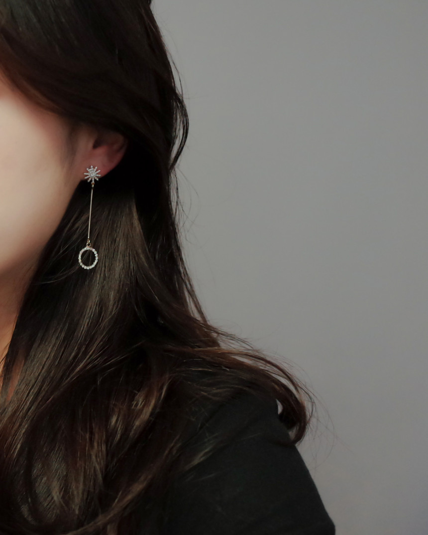 Shinestar Round Stone Chongming Silver Earrings St