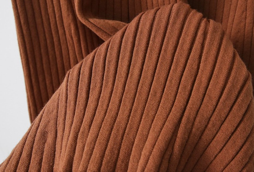 Wrinkled knit wool flared skirt 4COLOR Women Bendi