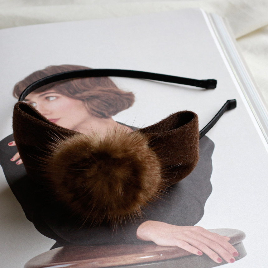 Hair Accessories Mink headband on ribbon Race hair