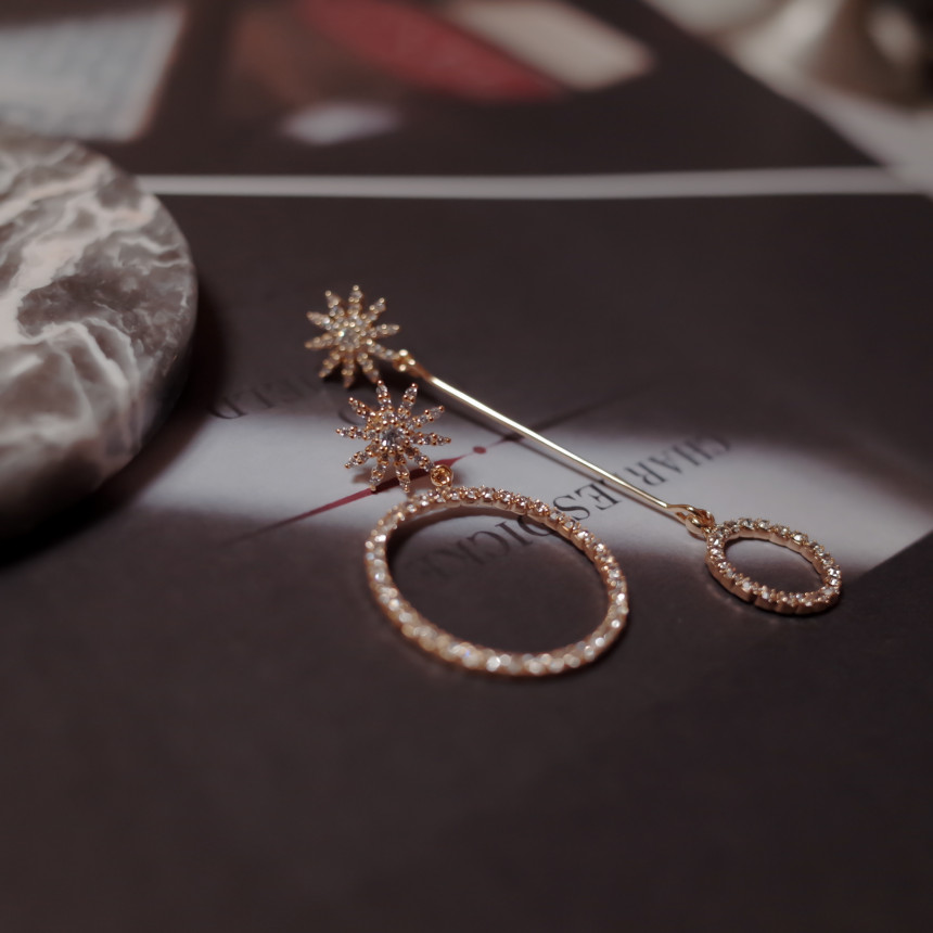 Shinestar Round Stone Chongming Silver Earrings St