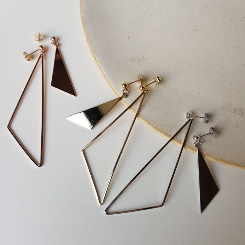 Delight Trigonometry Drop Earring 3color Luxury Lo