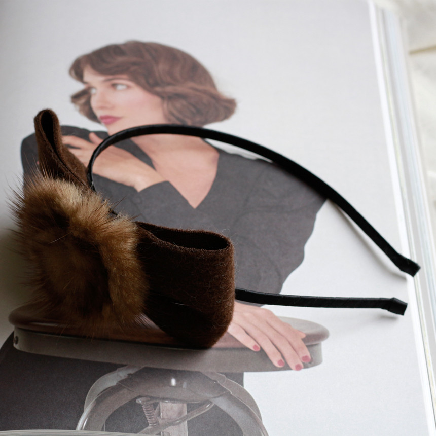Hair Accessories Mink headband on ribbon Race hair