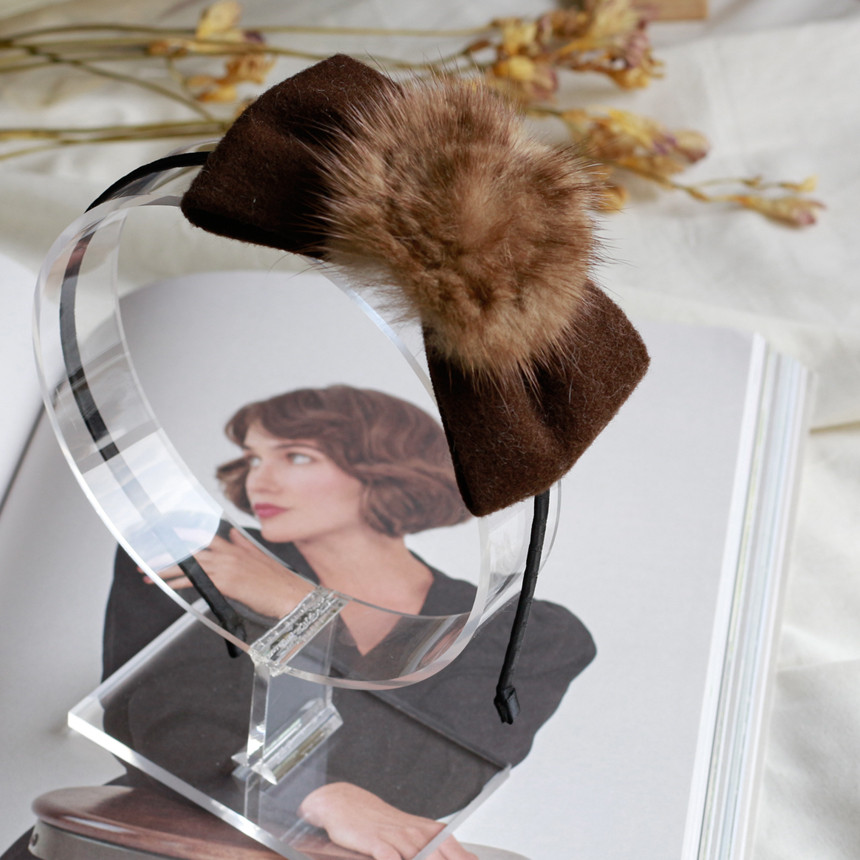 Hair Accessories Mink headband on ribbon Race hair