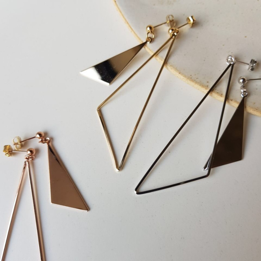 Delight Trigonometry Drop Earring 3color Luxury Lo