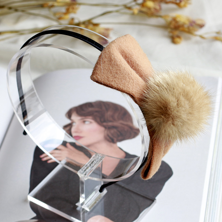 Hair Accessories Mink headband on ribbon Race hair